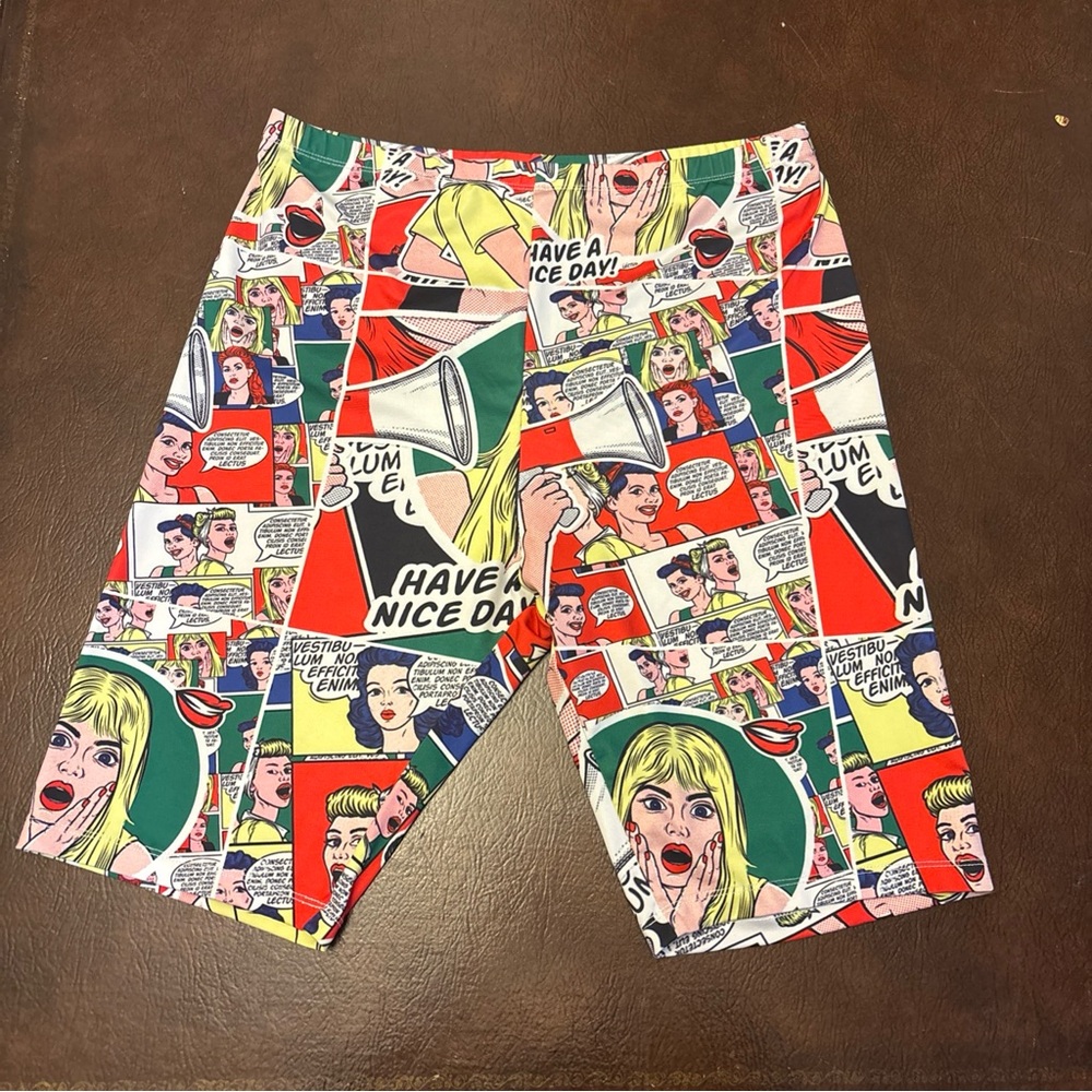 Colorful Comic Print Men's Athletic Shorts
